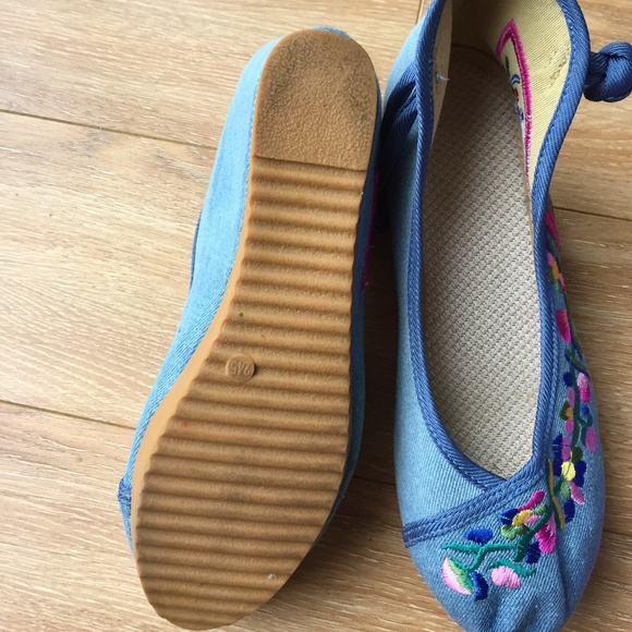 Women's Flower Embroidery Casual Oxfords shoes 8m - Picture 4 of 6